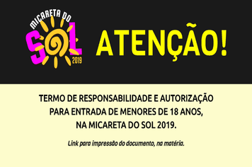 Termo de responsabilidade para menores na Micareta do Sol