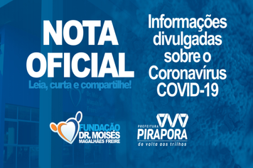 Nota Oficial: Caso de suspeita de Coronavírus em Pirapora