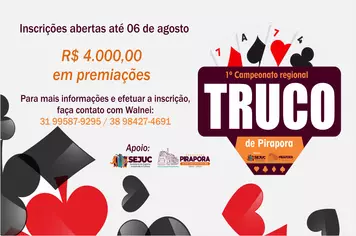 1º Campeonato Regional de Truco de Pirapora com inscrições abertas