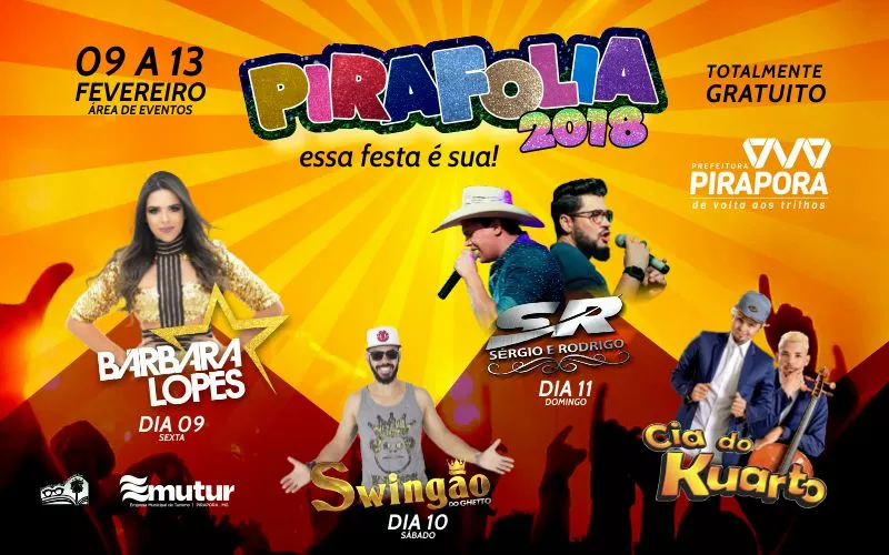 Confira a programação do Pirafolia 2018