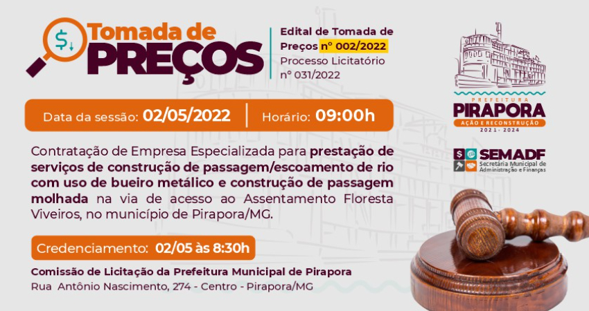 Processo Licitatório – Edital Tomada de Preços