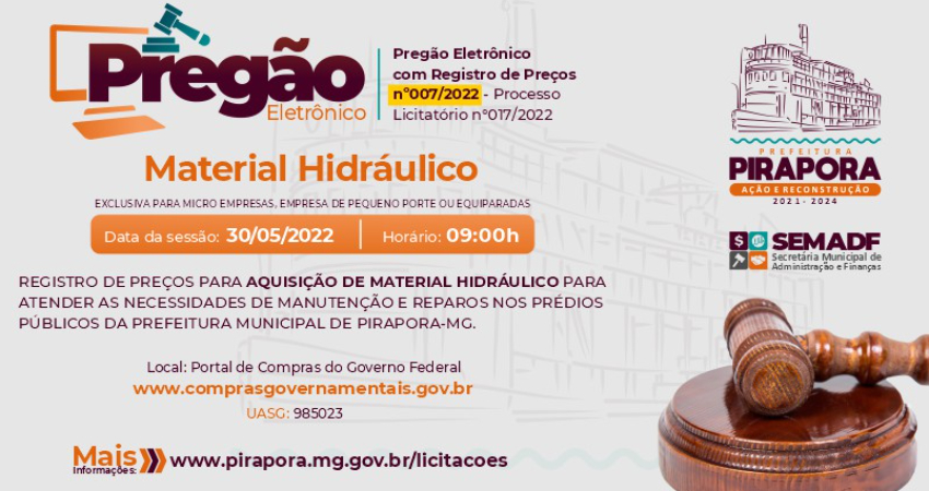 Pregão Eletrônico: Material Hidráulico