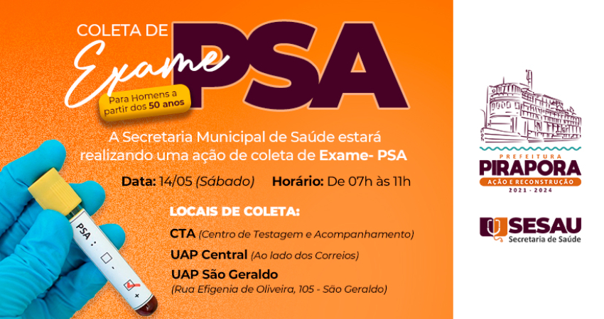 Secretaria de Saúde de Pirapora vai realizar ação de coleta de PSA