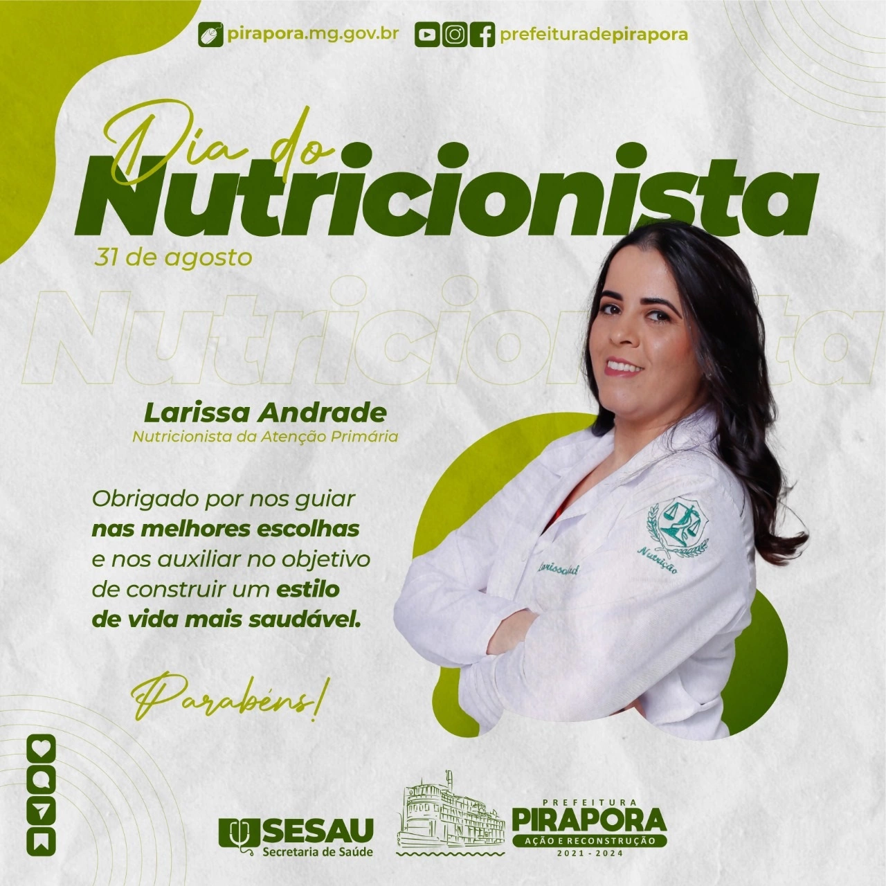 Sesau Pirapora comemora o Dia Nacional do Nutricionista