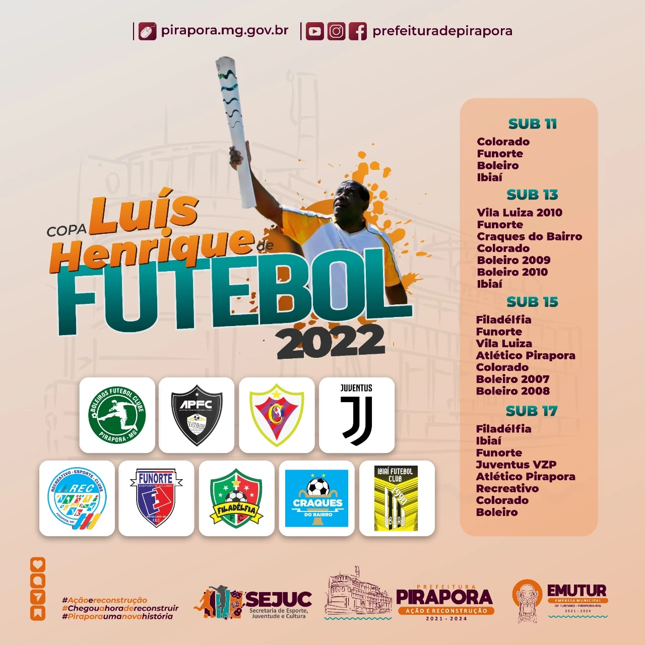 Com centenas de jovens talentos da região, vai começar a 1ª Copa Luis Henrique em Pirapora