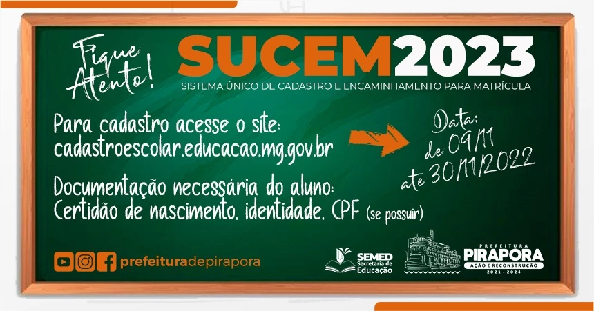 Aberto o período para cadastramento de matrículas na Rede Pública de Ensino