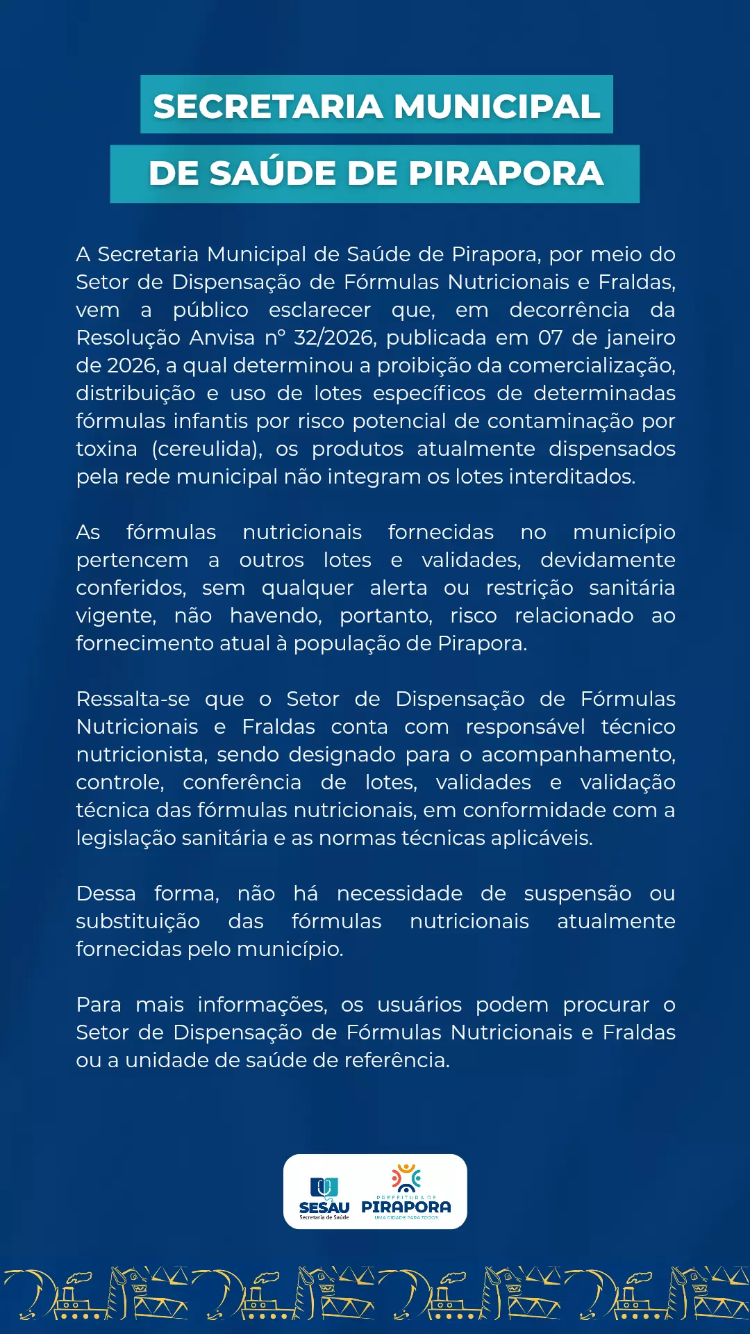Comunicado da SESAU