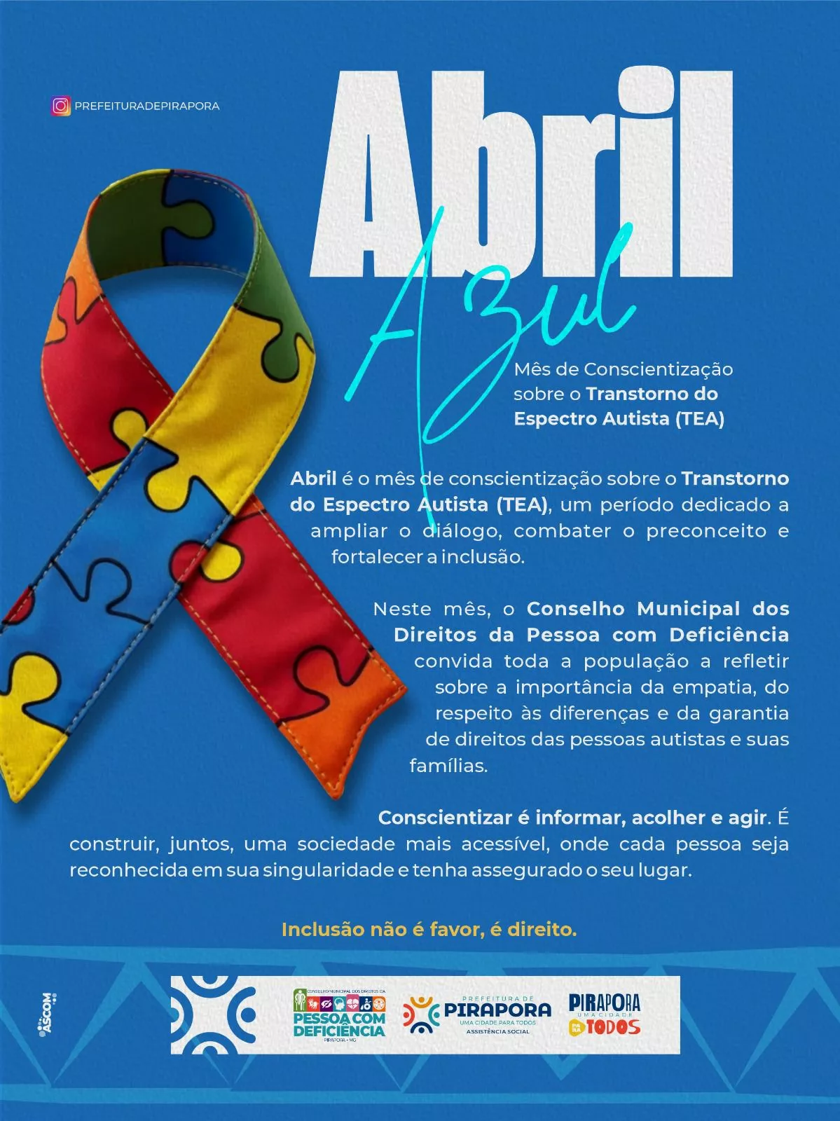 Pirapora reforça compromisso com a inclusão no Dia Mundial de Conscientização do Autismo