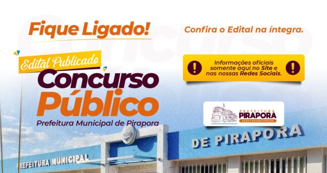 A Prefeitura de Pirapora comunica a divulgação do concurso público municipal